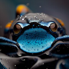 Beautiful blue frog, exotic frog, tropical animal. Blue, fushia, purple with big eyes. Nature...