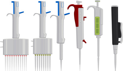 big kit different medical pipette, dropper for laboratory
