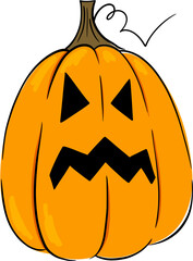 Hand drawn doodle linear Halloween pumpking