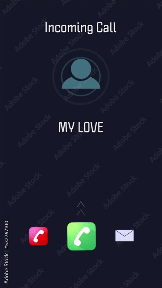 Poster incoming call, phone call con for mobile app with black background mock up for advertising or market