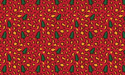 Abstract Funny Christmas Leopard Skin Seamless Vector Patterns.Trendy winter background.