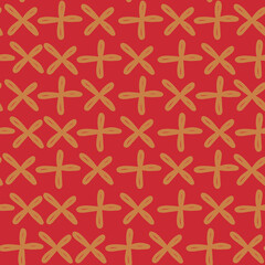 Christmas vector seamless pattern with abstract doodle shapes in craft style.