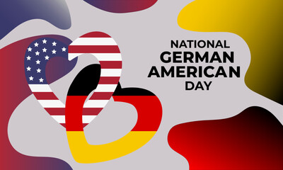 National German American Day. US and Germany flag icons in the heart shape. American and German friendship symbol. 