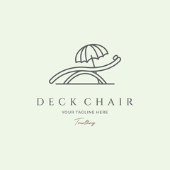 summer deck chair line art tropical minimalist design logo