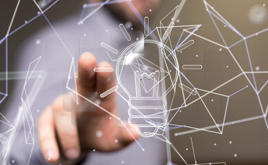 lampNeural network 3D illustration. Big data and cybersecurity