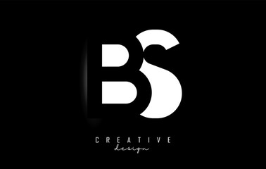 Letters BS Logo with negative space design on a black background. Letters B and S with geometric typography. - obrazy, fototapety, plakaty