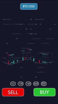 Cryptocurrency, online trading and bitcoin finance app on phone UI screen with dark background and fintech sell or buy. Banking, btc and investment graph or algorithm for blockchain or stock market