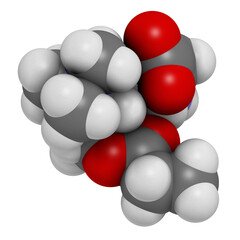 GPLC (glycine propionyl-L-carnitine) nutritional supplement molecule. 3D rendering.