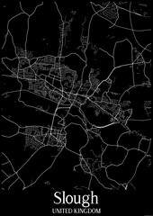 Black and White city map poster of Slough United Kingdom.