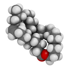 Cetyl myristoleate food supplement molecule. 3D rendering.  Cetylated fatty acid that may have anti-inflammatory properties.