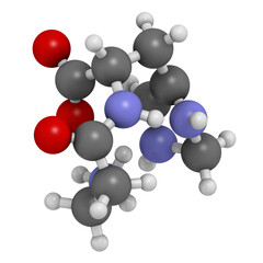 Carnosine molecule. 3D rendering.  Has antioxidant properties; commonly used in food supplements.