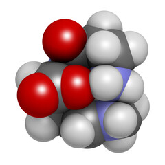 Carnosine molecule. 3D rendering.  Has antioxidant properties; commonly used in food supplements.