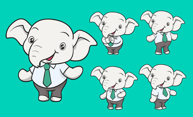 cute elephant worker cartoon mascot character