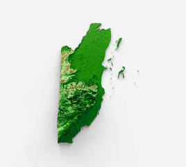 Belize Topographic Map 3d realistic map Color 3d illustration