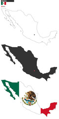 Map of Mexico with capital city and national flag