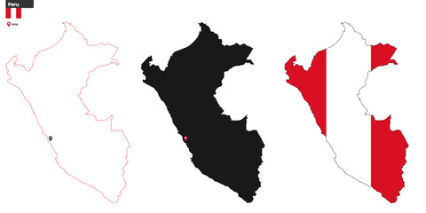 Map of Peru with capital city and national flag