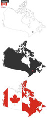 Map of Canada with capital city and national flag