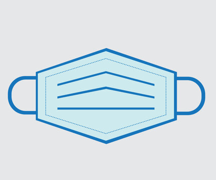 Blue, Medical, Or Surgical Face Mask. Virus Protection. Breathing Respirator Mask. Health Care Concept. Vector Illustration., Infection And Contaminated Air.