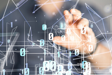 Global network. Blockchain. 3D illustration. Neural networks and artificial intelligence. Abstract