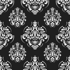 Orient vector classic pattern. Seamless abstract dark background with vintage elements. Orient black and white pattern. Ornament for wallpapers and packaging