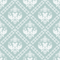 Classic seamless vector pattern. Damask orient light blue and white ornament. Classic vintage background. Orient pattern for fabric, wallpapers and packaging
