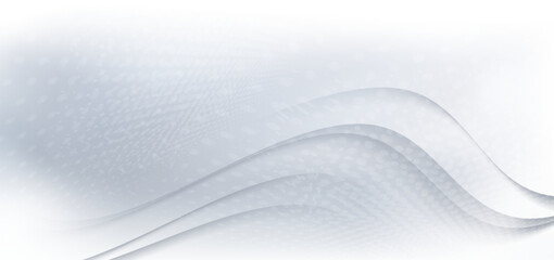 Abstract dynamic wavy curved lines and dot pattern on gray background.