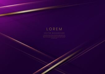 Abstract elegant gold lines diagonal on purple background. Luxury style with copy space for text.