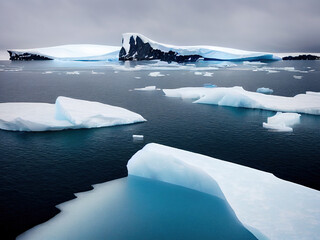 icebergs floating in the Antarctic ocean