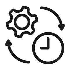 Time management line, Gear with time icon. Work process Vector illustration