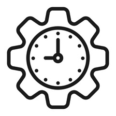 Time management line, Gear with time icon. Work process Vector illustration