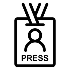 Press pass ID card line icon. Journalist visitor pass, vector illustration - obrazy, fototapety, plakaty