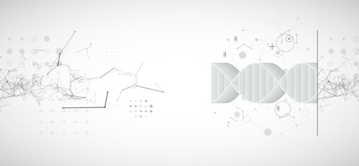 Abstract futuristic background for design works..Science template, wallpaper or banner with a DNA molecules.