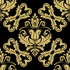 Orient vector classic pattern. Seamless abstract background with vintage elements. Orient black and golden pattern. Ornament for wallpapers and packaging