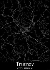 Black and White city map poster of Trutnov Czech Republic.