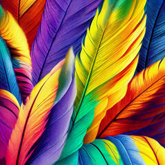 fairy birds of multi-colored feathers as a background