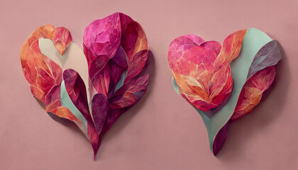 Valentine's Day, Mother's Day background, beautiful abstract floral heart shapes, wallpaper, banner