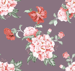 Classic Popular Flower Seamless pattern background.Perfect for wallpaper, fabric design, wrapping paper, surface textures, digital paper.