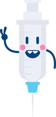 Medical syringe funny character. Vector illustration