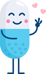 Funny Medical Pill Character. Vector illustration