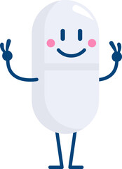 Funny Medical Pill Character. Vector illustration