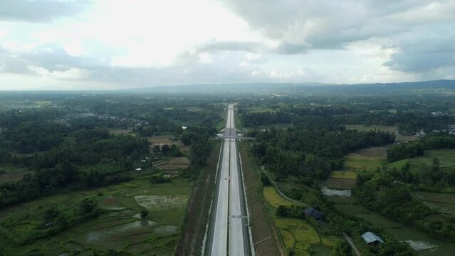 Aerial view of Sibanceh Toll Road, the first toll road in Aceh, Indonesia.