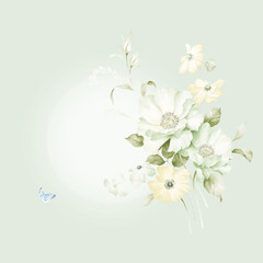 Flowers watercolor illustration.Manual composition.Big Set watercolor elements，Design for textile, wallpapers，Element for design,Greeting card