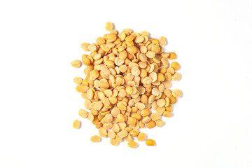 Yellow Lentils (Harhar Dal). Lentils on white background