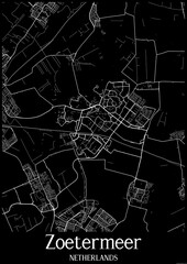 Black and White city map poster of Zoetermeer Netherlands.