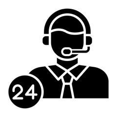 24 Hours Support Glyph Icon