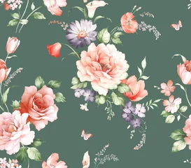 Meubelstickers Classic Popular Flower Seamless pattern background.Perfect for wallpaper, fabric design, wrapping paper, surface textures, digital paper. © ZWM