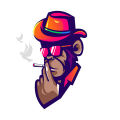 Monkey smoking transparent background