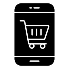 Handcart inside smartphones, icon of mobile shopping 