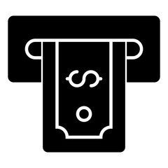 Conceptual solid design icon of money withdrawal 