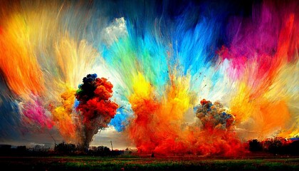Colored powder explosion. Abstract multicolor background.